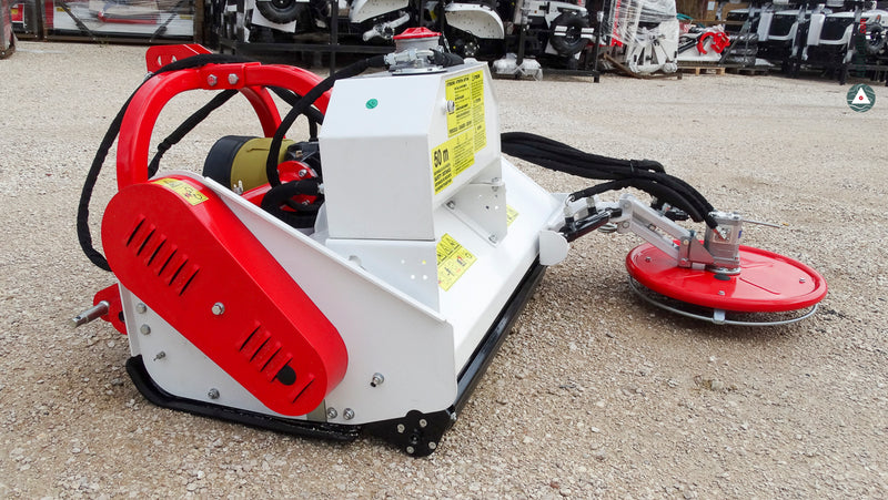 Mulcher GIEMME Modell VFLU 125 mit hydraulischer Verschiebung und Schwenkscheibe